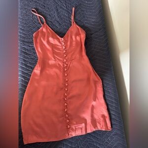 Abercrombie & Fitch Button-Up Mini Satin Slip blush pink Dress SZ XS.